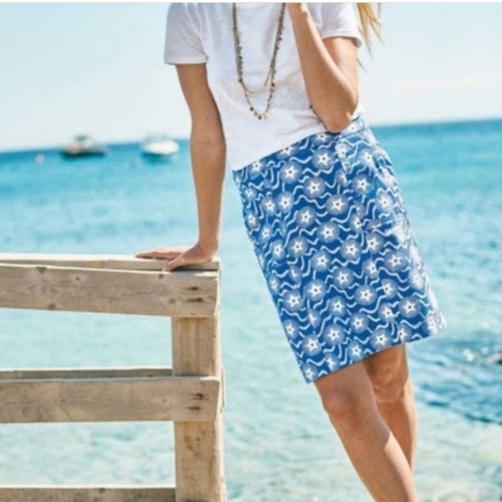☀️Boden Blue & White Nautical Star Print 6P Cotton & Elastane Skirt